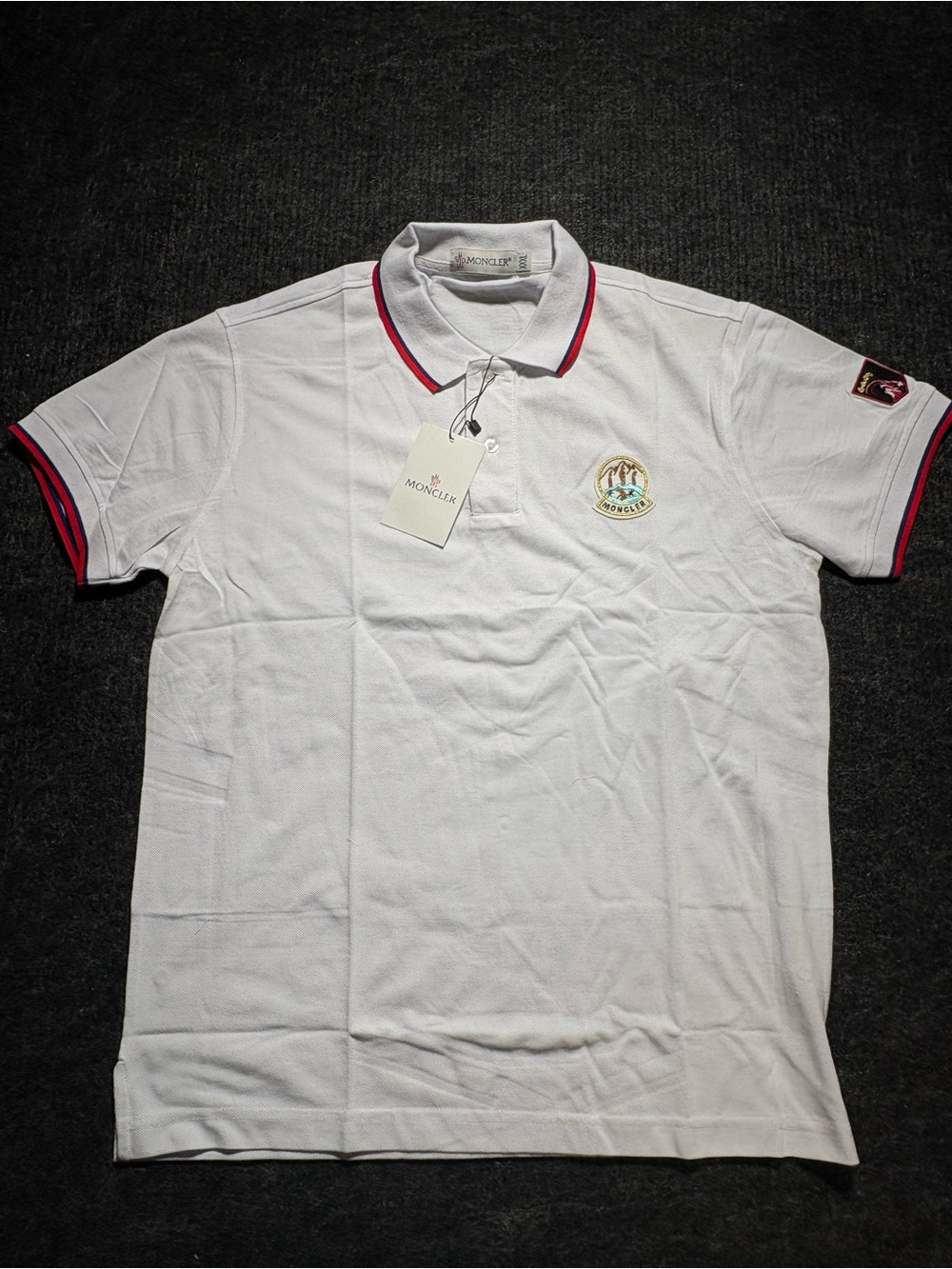 Moncler White Polo Shirt Size 3XL